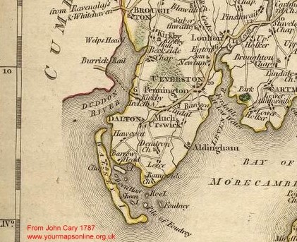 John Cary 1787 map of Lancashire from http://www.yourmapsonline.org.uk/lancashire.htm
